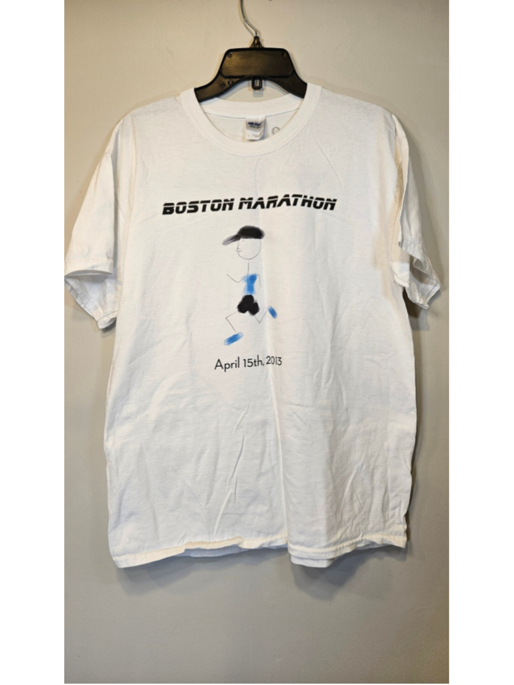 2013 Boston Marathon Team Hattan Greg Runner Shirt April 15 Bombing Era Large